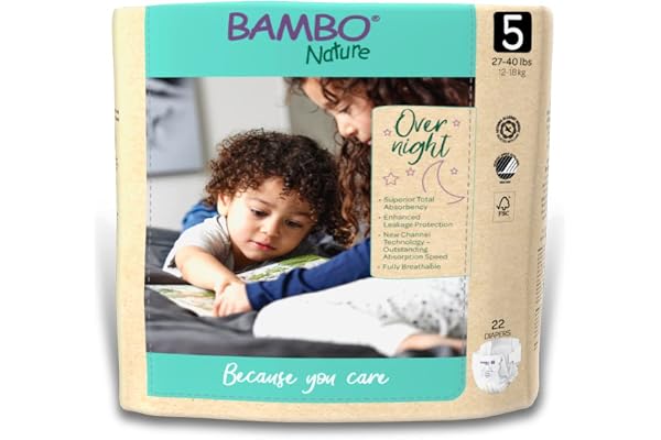 Bambo Nature Hypoallergenic Overnight Baby Diapers, Eco-Labelled Overnight Diapers, Totally Chlorine-Free, Skin Friendly, Sup