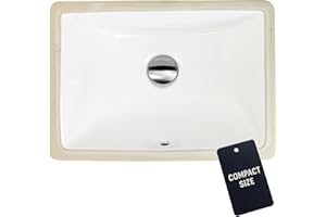 Nantucket Sinks UM-16x11-W, White Undermount Bathroom Sink – 16" x 11" Bath Vanity Sink, Rectangular Bowl, w Overflow, High Gloss White Vitreous China, Scratch & Stain Resistant – Great Point