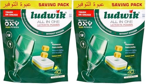 By ALL-IN-ONE Lemon Dishwasher Tablets, 40 Tablets (Pack Of 2