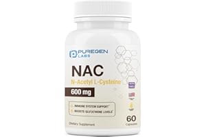 P PUREGEN LABS Puregen Labs N-Acetyl-L-Cysteine (NAC) 600mg, Supports Immune, Respiratory, Liver Health, NAC 600 mg, Potent antioxidant Support, Free-radicals, Easy to Absorb - 60 Vegetarian Capsules