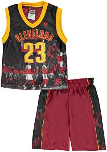 Mad Game Big Boys'Cleveland Stripes 2-Piece Outfit - burgundy multi, 8-10