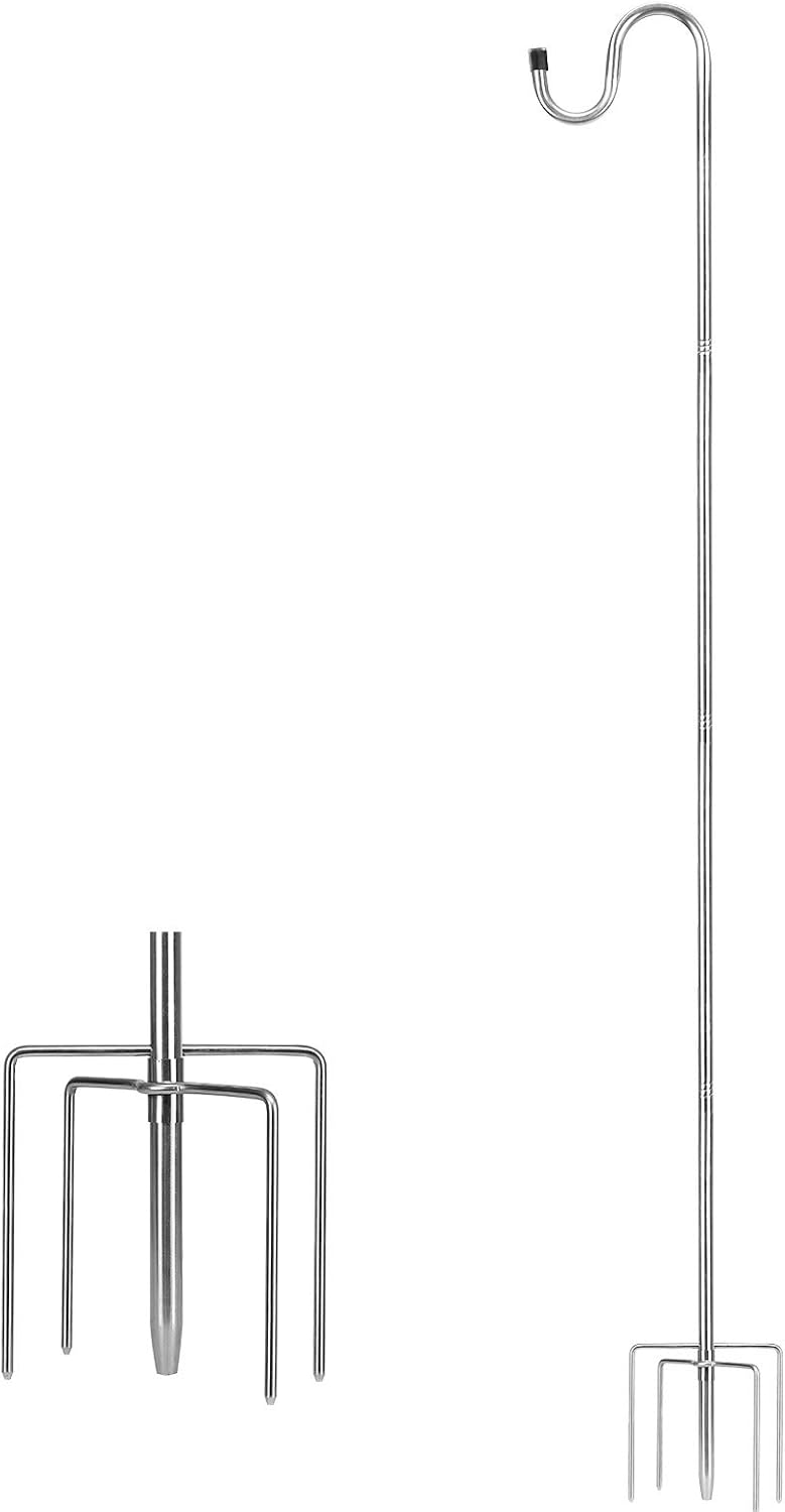 TALITARE Bird Feeder Pole,62 inch Shepherds Hook Heavy Duty 5 Prong Metal Hanger Hook Garden Plant Hooks for Hanging Solar Lights, Hanging Outdoor Plants,Lanterns, Bird Feeders,Planter Hanger(1 Pack)