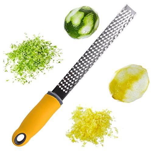 Prokitchen Classic Citrus Zester Grater with Cover Stainless Steel Micro Zester-grater Peeler for Lemon,Lime,Rind,Ginger,Cheese,Chocolate and Orange (Yellow Round Shape) - Thumbnail 4