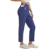 baleaf Women's Petite Casual Pants with 3 Pockets 25" Ankle Golf Pant Pull On Stretchy 7/8 Travel Work Slacks