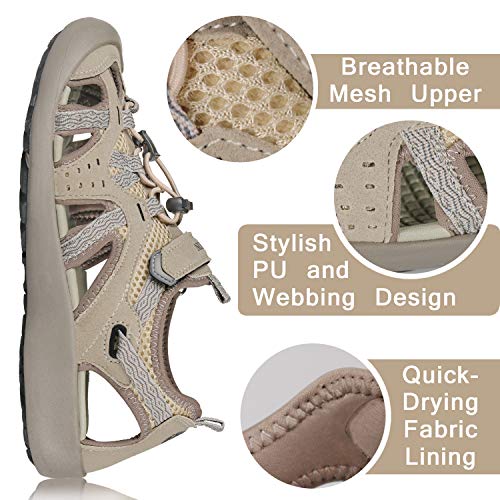 GRITION-Women-Outdoor-Hiking-Sandals-Summer-Adjustable-Closed-Toe-Beach-Sport-Walking-Shoes-Blue-Purple-Beige