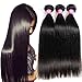 VRBest Hair Brazilian Hair 4 Bundles Unprocessed Brazilian Virgin Hair Straight Weave Human Hair Extensions Natural Black Color (18
