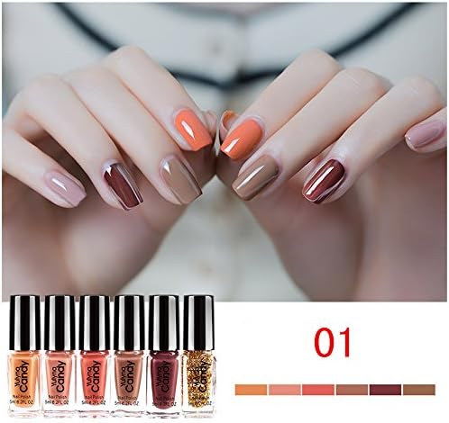 DUOLAIMENG Beautiful Nail Polish 6pc Set Non-toxic Long Lasting (01)