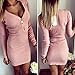 eshion Women Gray V Neck Long Sleeve Bodycon Mini Sweater Dress Top