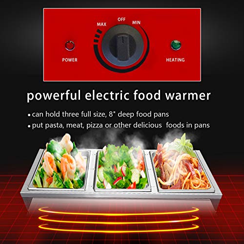 image for 110 V Commercial Electric Food Warmer – Kitma 3 Pot Stainless Steel 