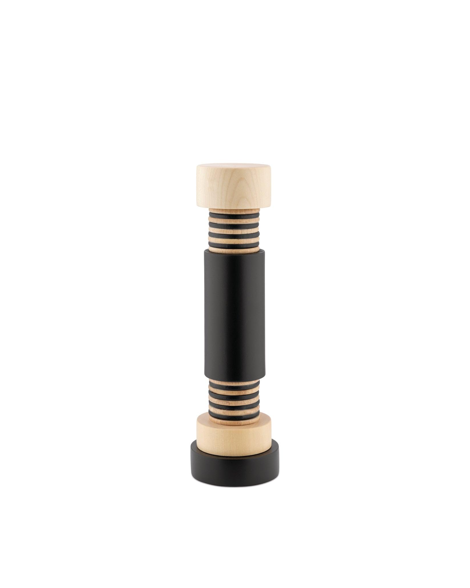 Alessi Twergi MP0215 - Salt, Pepper, and Spice Grinder, Cylindrical Body in Colored Beech Wood with Matte Finish, Ceramic Grinder, Natural and Black