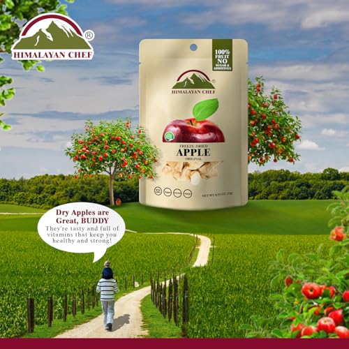 HIMALAYAN CHEF FREEZE-DRIED FRUIT – 15G FREEZE-DRIED APPLE, HEALTHY ORGANIC FRUITS SNACKS FOR KIDS & ADULTS | BABY SNACKS, GLUTEN-FREE DRIEDS FRUIT FOR ON-THE-GO