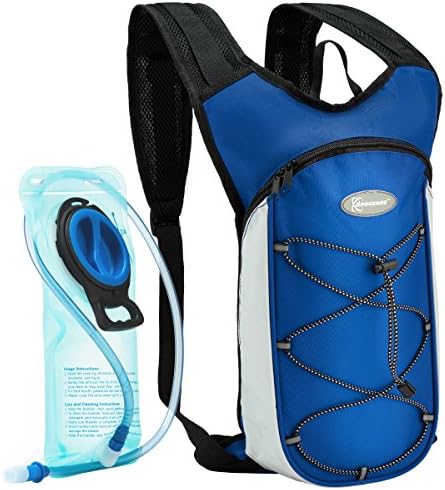 SPOGEARS Hydration Backpack, The Hydration Pack Includes 2L Leak Proof Water Bladder, On & Off Valve, Separate Pocket for The Bladder, Adjustable Padded Shoulder Straps, Perfect Sports Gear