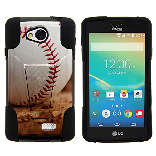 LG Tribute Case | LG Optimus F60 Case | LG Transpyre Case [Gel Max] Two Layer Soft Silicone Hard Shell Case with Kickstand Sports and Games Design by TurtleArmor - Baseball Dirt