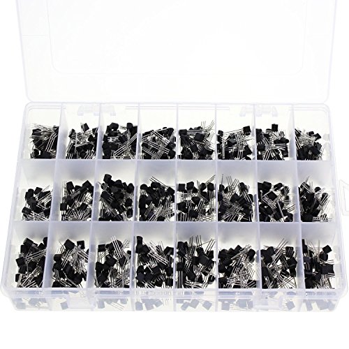 Wimas 24Values 840PCS NPN PNP Transistor TO-92 Power General Purpose Transistors Assortment Kit 2N2222-BC558 (24Values 840pcs) - Thumbnail 4
