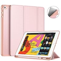 Fintie SlimShell Case for iPad 7th Gen 10.2 Inch 2019 with Built-in Apple Pencil Holder - Lightweight Smart Stand Soft TPU Back Cover, Auto Wake/Sleep for iPad 10.2" Tablet, Rose Gold