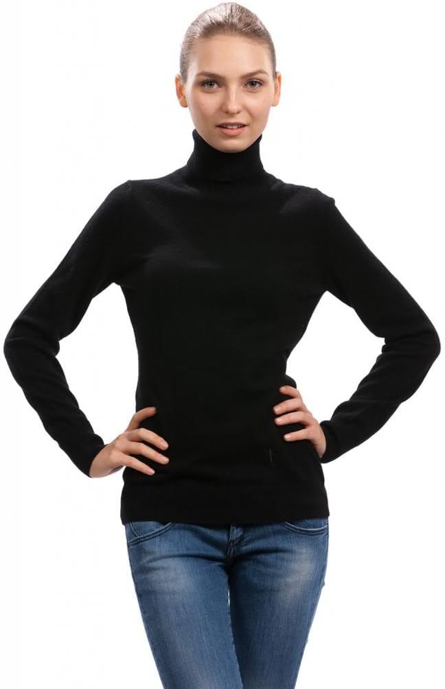 Women's Turtleneck Sweater 100% Cashmere Long Sleeve Pullover Timeless Fitted Jumper