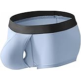 Cerahome Men's Boxers Briefs Fly Pouch Front Open Breathable Bulge Underwear Separated Pouch Trunks