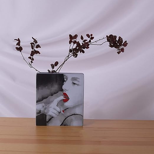 BAIVIN Rote Lippen Handgemalte Vase Weiß Porzellan Ornamente 2 Sätze von Moderne Home Blume Handwerk Dekoration