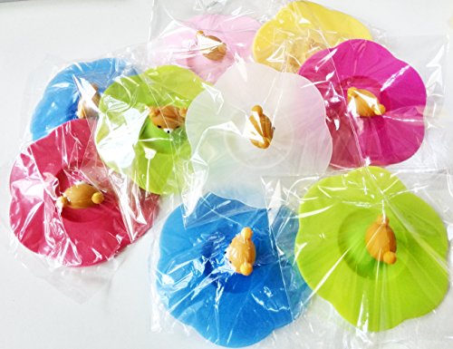 Rimobul 4 Pcs Leakproof Silicone Cup Lid Cover, Random Color (Bear) - Thumbnail 3