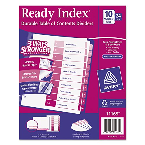 Best Avery Ready Index Table Of Contents Dividers, 8-Tab Set