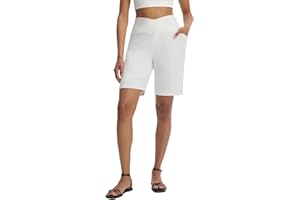 baleaf Women's Bermuda Long Shorts with Pockets 9" Above Knee Length High Waisted Stretch Walking Athletic Casual Summer