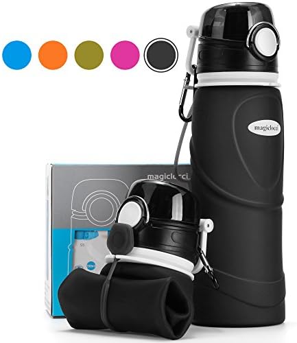 Collapsible Water Bottle for Travel 750ml/26floz,Reusable Foldable Leak Proof,Cruise Outdoors Sports Camping Hiking Gym Fitness Training,Food-Grade Silicone BPA Free/Non-Toxic,Folding Roll Up Portable