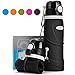 Magiclocci Collapsible Water Bottle, Reuseable BPA Free Silicone Foldable Water Bottles for Travel Gym Camping Hiking, Portable Leak Proof Sports Water Bottle with Carabiner, 26oz