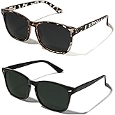 TIJN Polarized Sunglasses for Womens and Mens,Classic Square Frames Shades for UV Protection, Stylish and Trendy Sunnies