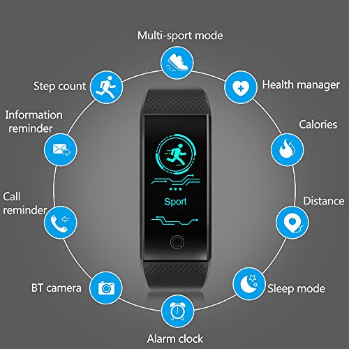 Lisin Smartwacth QW18 Smart Watch Sports Fitness Activity Heart Rate Tracker Blood Pressure Watch (Black)