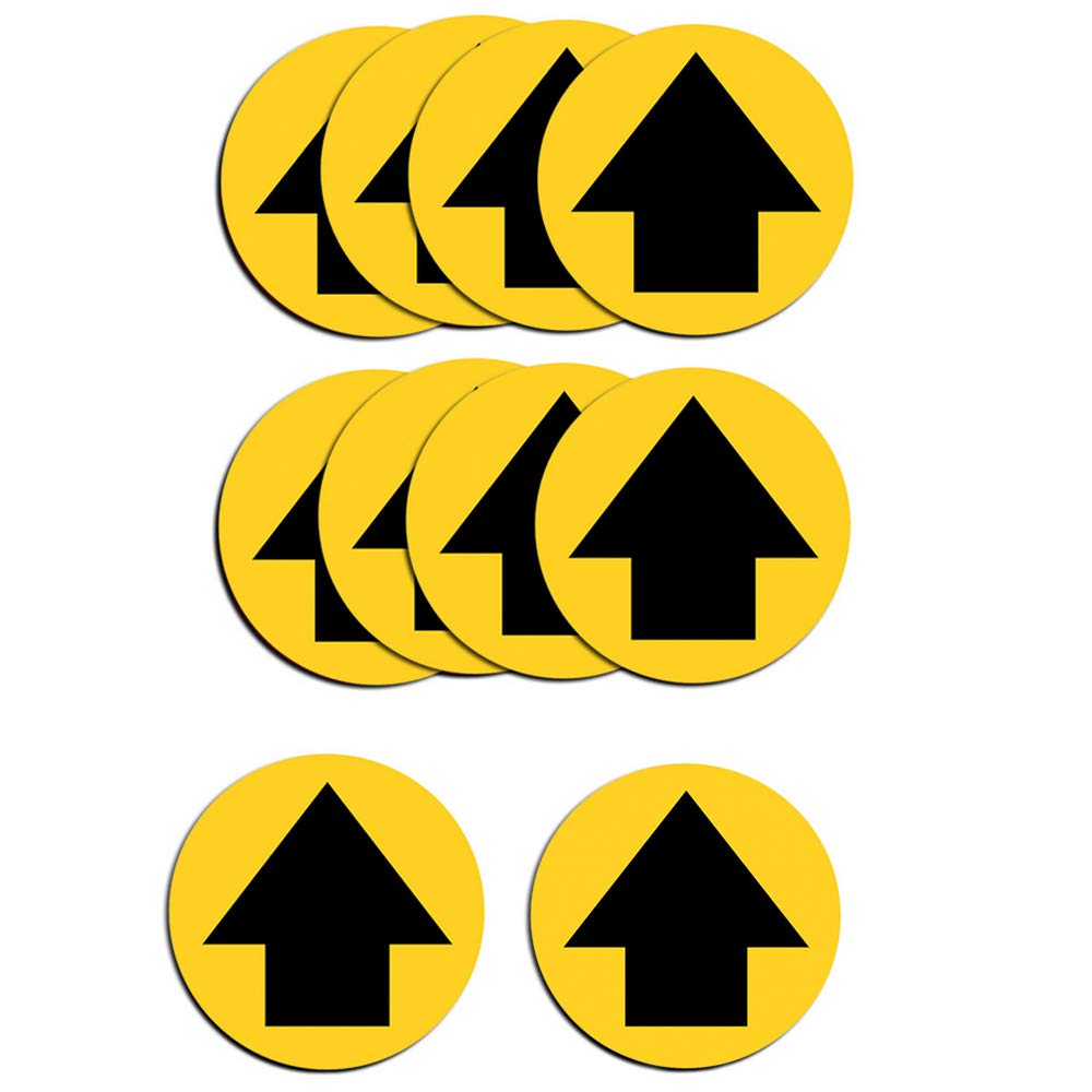 Belons 10 Pack Social Distancing Floor Sticker 12 Inch Arrow Direction Floor Decals Markers Safety Signs Sticker, Self Adhesive, 30 x 30 CM