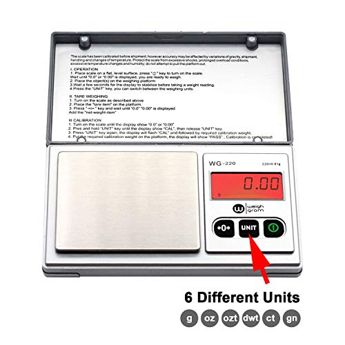 Gram Scale 220g/ 0.01g, Digital Pocket Scale 100g Calibration Weight