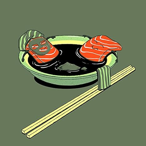 Amazon サーモンスパ おもしろ漫画の食べ物お風呂 スープと箸 18 X 18インチ ビニールプリントポスター アートフレーム ポスター オンライン通販