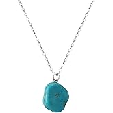 Turquoise Pendant Necklace Vintage 925 Sterling Silver Irregular Gemstone Necklace for Women Gift