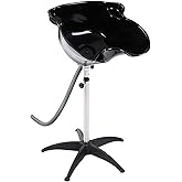Height Adjustable Portable Shampoo Sink with 270&deg; Rotation, Deep Hair Washing Basin &amp; Drain Hose for Home/Salon - Black
