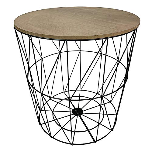 Beistelltisch mit abnehmbarem Holzdeckel Couchtisch Schwarz/Braun