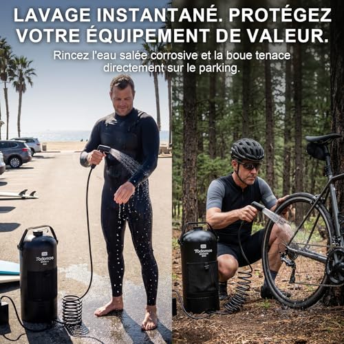 Tadomoe Douche Portable Électrique 20L avec 2000mAh Pompe - Douche Solaire de Camping Pliable avec Tuyau 2m & Sac de Rangement - Douche Extérieur pour Fourgon Aménagé, Plage, Chien et Randonnée