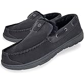 Clarks Mens Suede Venetian Moccasin Slipper LB0534 - Warm Plush Faux Fur Lining - Indoor Outdoor House Slippers For Men Grey US 13M