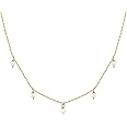 PAVOI 14K Gold Plated Station Necklace | Simulated Diamond BTY Necklace | Womens CZ Chain Necklace | Layering Necklaces