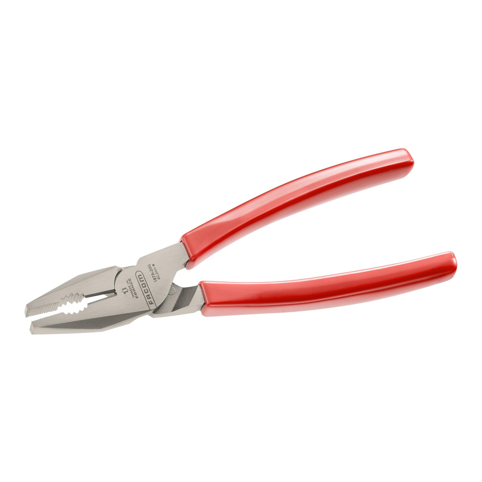 Facom 187A.20G Universal Pliers with Carved PVC Handle, Red, 200 mm