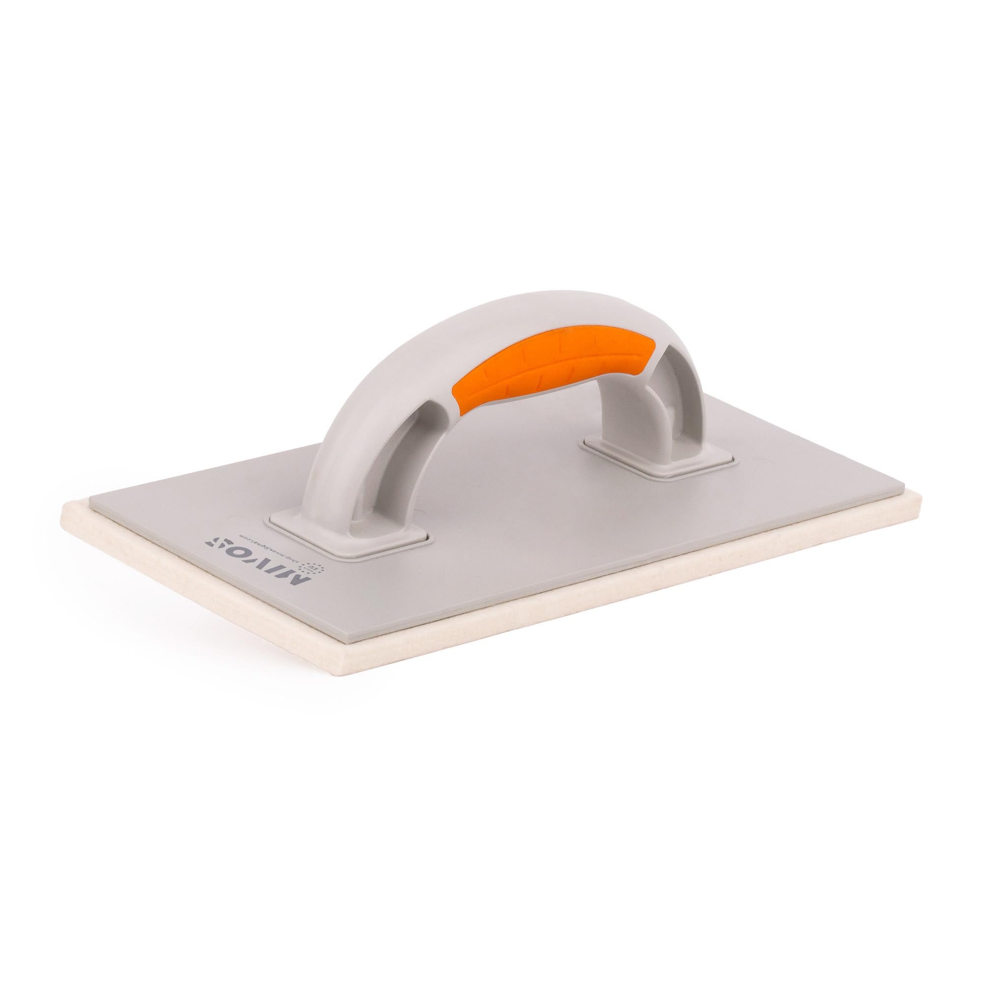 Mivos Plastic Grating Board with Felt Coating 8 mm - 280 x 140 - Felt Board for Plaster with Two-Component Handle - Cleaning Board with Felt Pad 8 mm for Plaster and Masons - Made in EU
