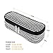 JEMIA Square Compartments Collection 1 Independent Zipper Chambers with Mesh Pockets Pencil Case (Black White Stripes, Canvas)