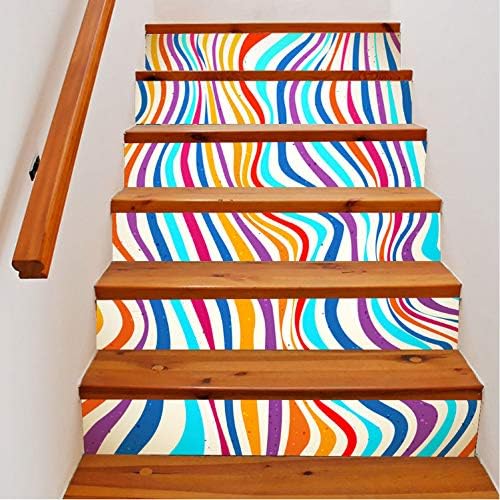 dongwenchao1104 Stair Stickers Colorful Zebra Printed Children Room Stairway Wall Stickers Diy Anti Slip Stair Sticker Tile Paster Mural Home Floor Decor Art