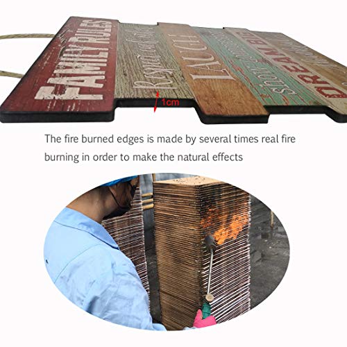 Evursua Rustic Wood Wall Signs Home Decor Wall Art Plaques Hanging Decorative Farmhouse Door Sign 12 x16,Family Rules or Sayings (Brown)