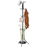Wieghda Coat Rack Freestanding,Entryway Hanger Stand,Umbrella Holder,Hall Tree With 12 Hooks, Floor Standing Metal Tree Stand