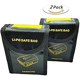 DerBlue 2pcs Fireproof Explosionproof Lipo Battery Safe Bag Lipo Battery Guard Safe Bag（115mm X 95mm X 64mm）