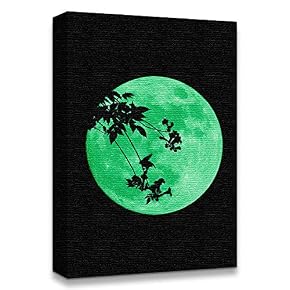 Abstract Green Moon with Pop up Black Pattern...