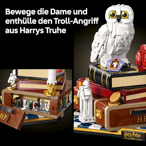 Harry Potter Stein der Weisen - Sammleredition - DIY Deko - Modellbau mit Miniatur Filmszenen - Hedwig Eulenfigur, 3 Minifiguren - Geschenk für Männer, Frauen und Fans - 76466