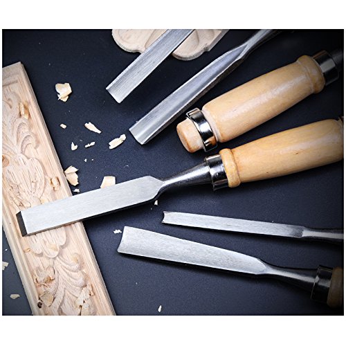 TOOLTOO Wood Carving Knife Chisel Tools Kit – Carbon Steel Blade Wood Handle Storage Bag Professional Wood Craving Work, Set Of 12