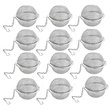 12Pcs Stainless Steel Tea Ball Mesh Tea Infuser Strainers Premium Tea Filter Tea Interval Diffuser with Extended Chain Hook for Brew Loose Leaf Tea and Spices & Seasonings