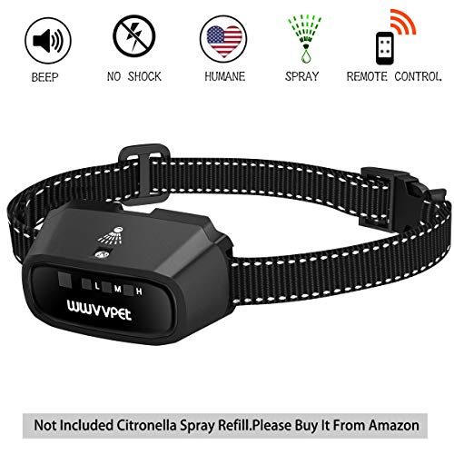 WWVVPET Spray Dog Bark Collar, (Not Include Citronella Spray) Citronella Dog Training Collar,Humane Safe No Shock Anti-Bark Collar Stop Barking,Rechargeable Waterproof Sensitivity Adjustable (Black)